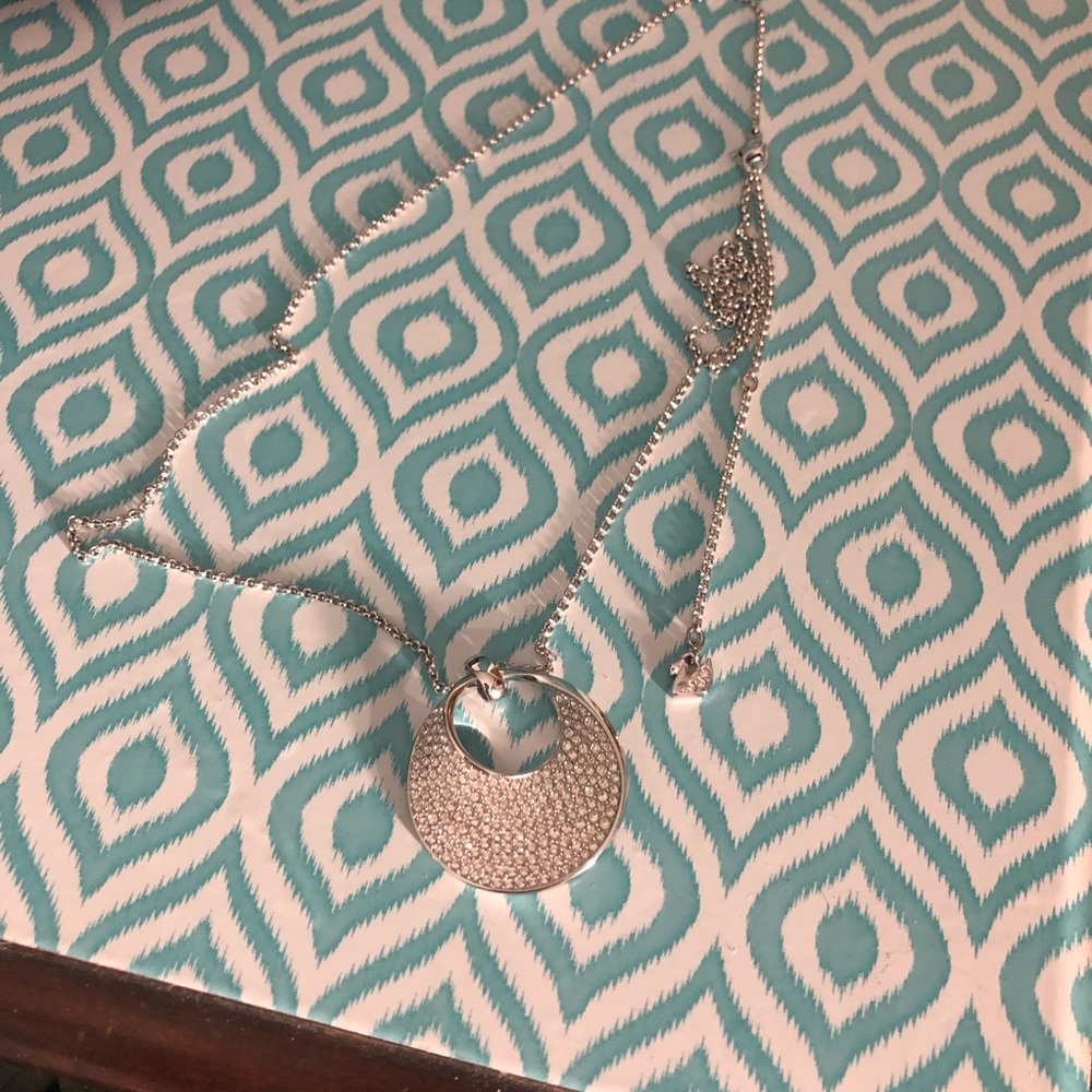 Swarovski silver circular pendant necklace